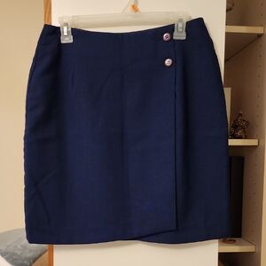 Michele Navy Blue Mini Skirt with Button Detail